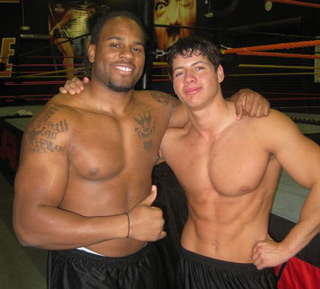 Shad Gaspard shirtless with friend