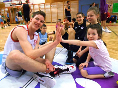 basketball player with kids