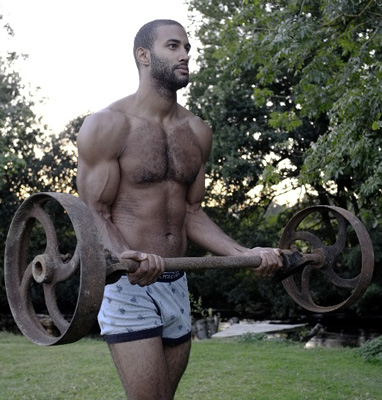 black bodybuilder mylo workout biceps antique barbell