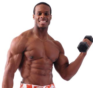 black bodybuilder dumbbells workout