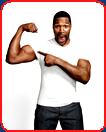 michael strahan flexing bicep white shirt