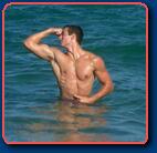 swimmer flexing muscles